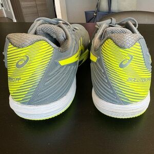 Men's Asics Solution Speed FF tennis shoes size 12 gray and tennis ball yellow
